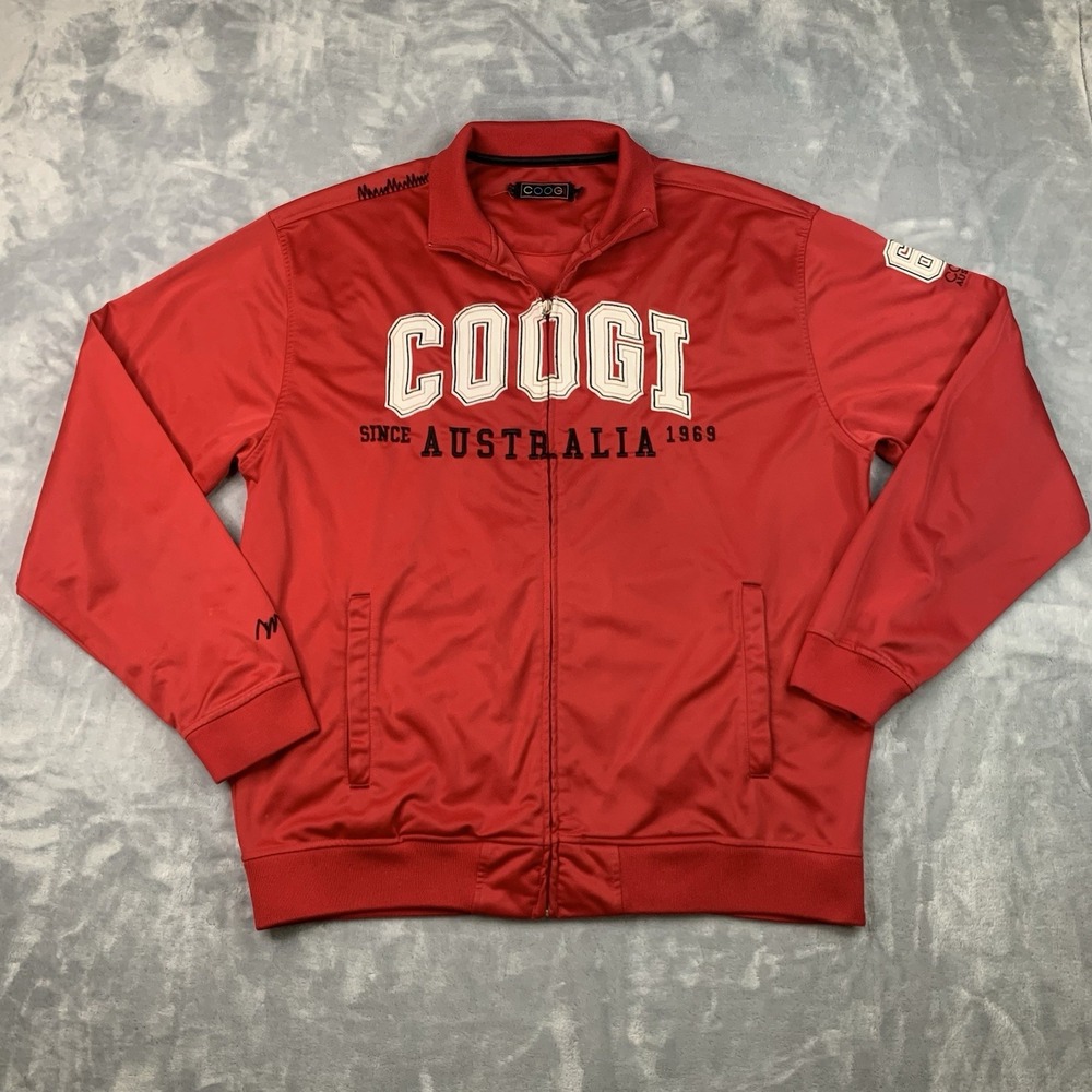 Vintage Coogi‎ Australia Jacket Men's XL Red Zip Embroidered Logo